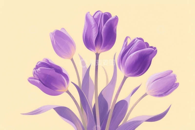 高清大图下载【趣麦麦图】抽象手绘花卉套装，带有天真风格 