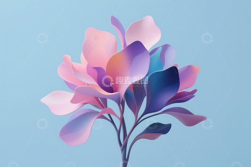 高清大图下载【趣麦麦图】抽象植物套件儿童装饰花卉 