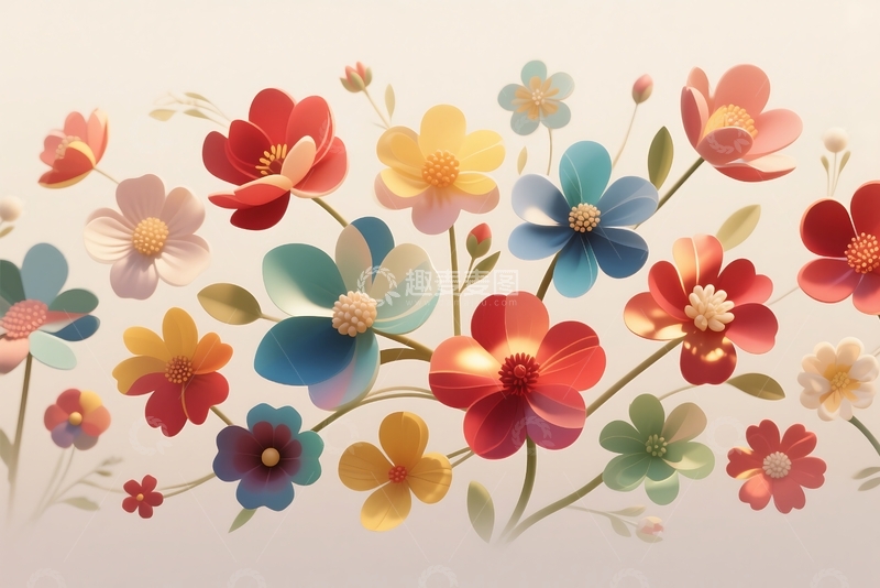 高清大图下载【趣麦麦图】抽象花卉无缝图案设计 1