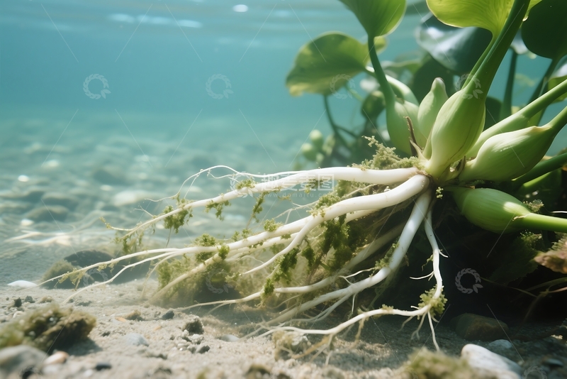 高清大图下载【趣麦麦图】春夏季节的水生绿色植物局部特写 1