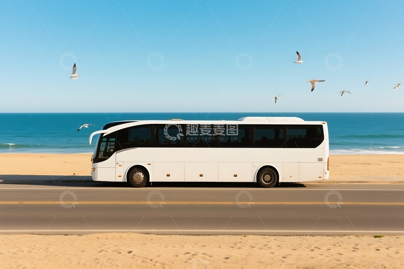 高清大图下载【趣麦麦图】春天巴士旅游 