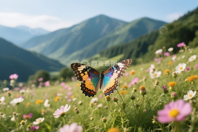 高清大图下载【趣麦麦图】春暖花开的山间草地 