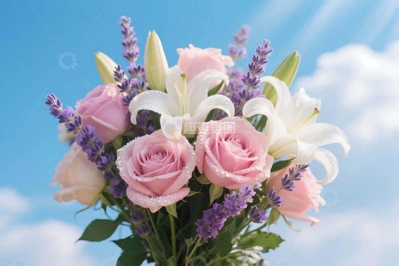 高清大图下载【趣麦麦图】春季花束的无缝图案 