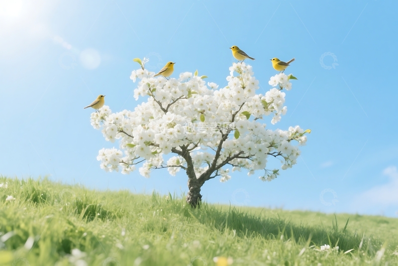 春季风景明亮的春季背景你好 