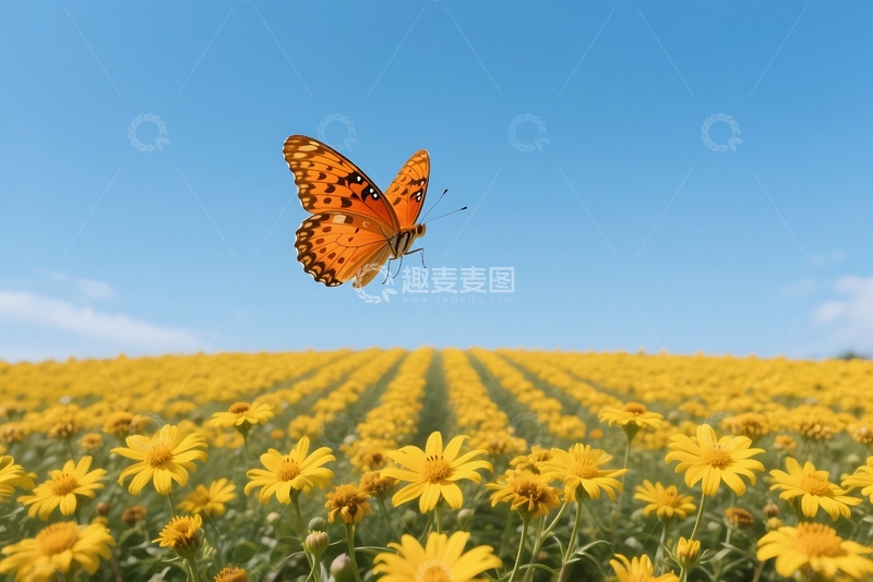 高清大图下载【趣麦麦图】春季金鸡菊花海 