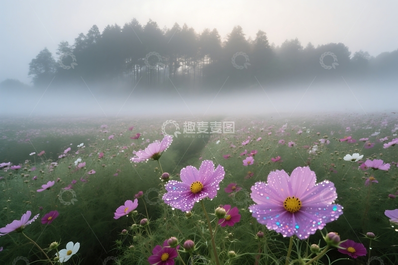 高清大图下载【趣麦麦图】波斯菊格桑花花海 