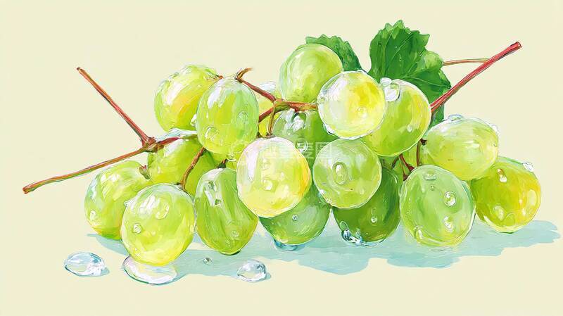 高清大图下载【趣麦麦图】绿水珠葡萄  水果  夏季1