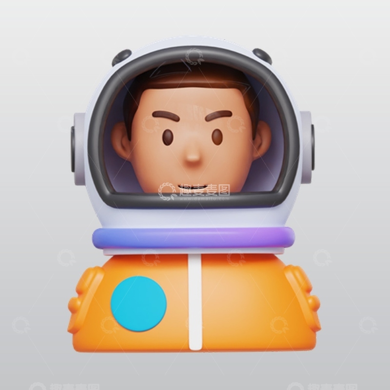 源文件下载【趣麦麦图】宇航员3D图标blend模型图标海报素材2