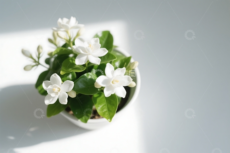 高清大图下载【趣麦麦图】白色开花植物的高角度视图 