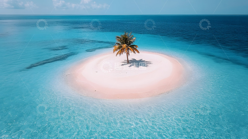 高清大图下载【趣麦麦图】蓝蓝大海上的小岛屿1