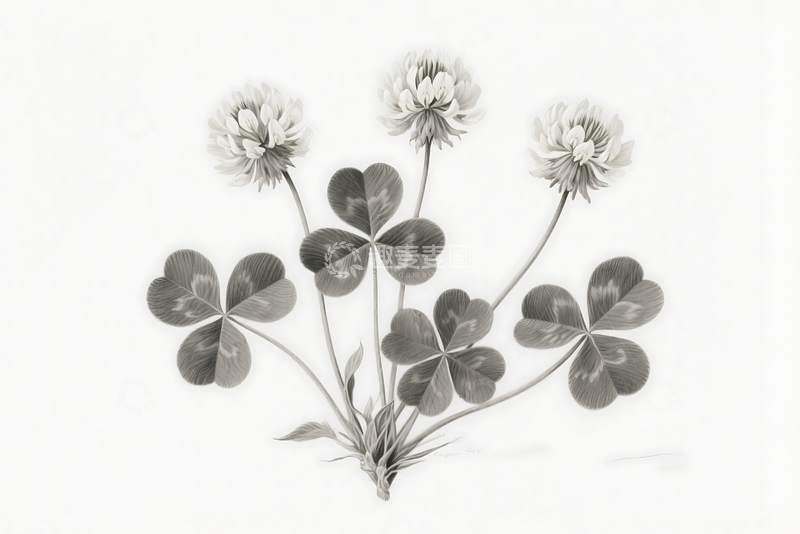 高清大图下载【趣麦麦图】白色开花的三叶草 