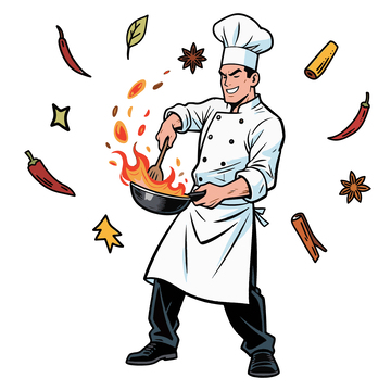 厨师在爆炒美食