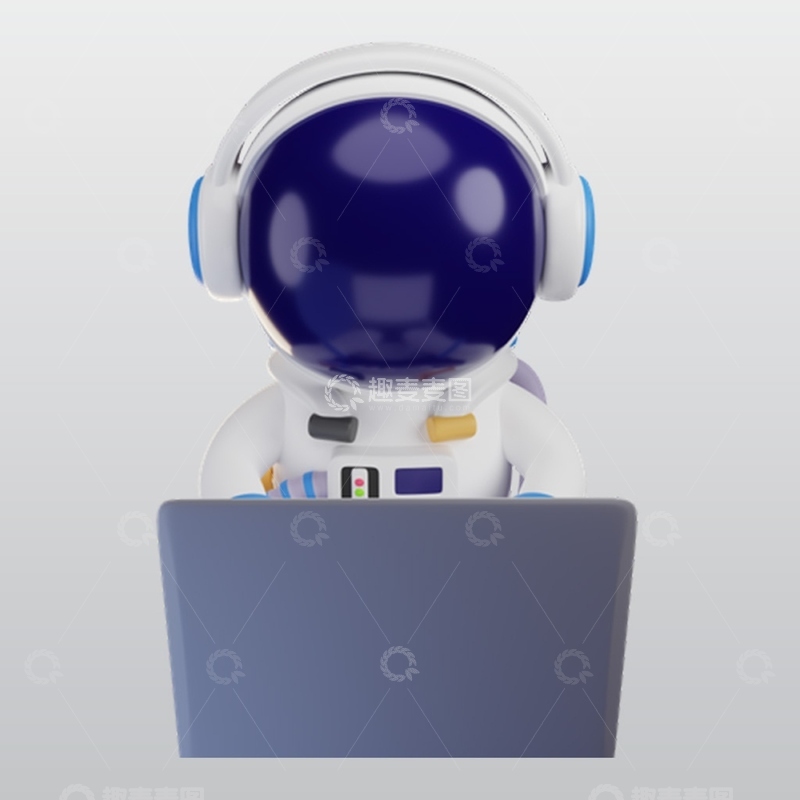 源文件下载【趣麦麦图】宇航员使用笔记本电脑工作blend模型