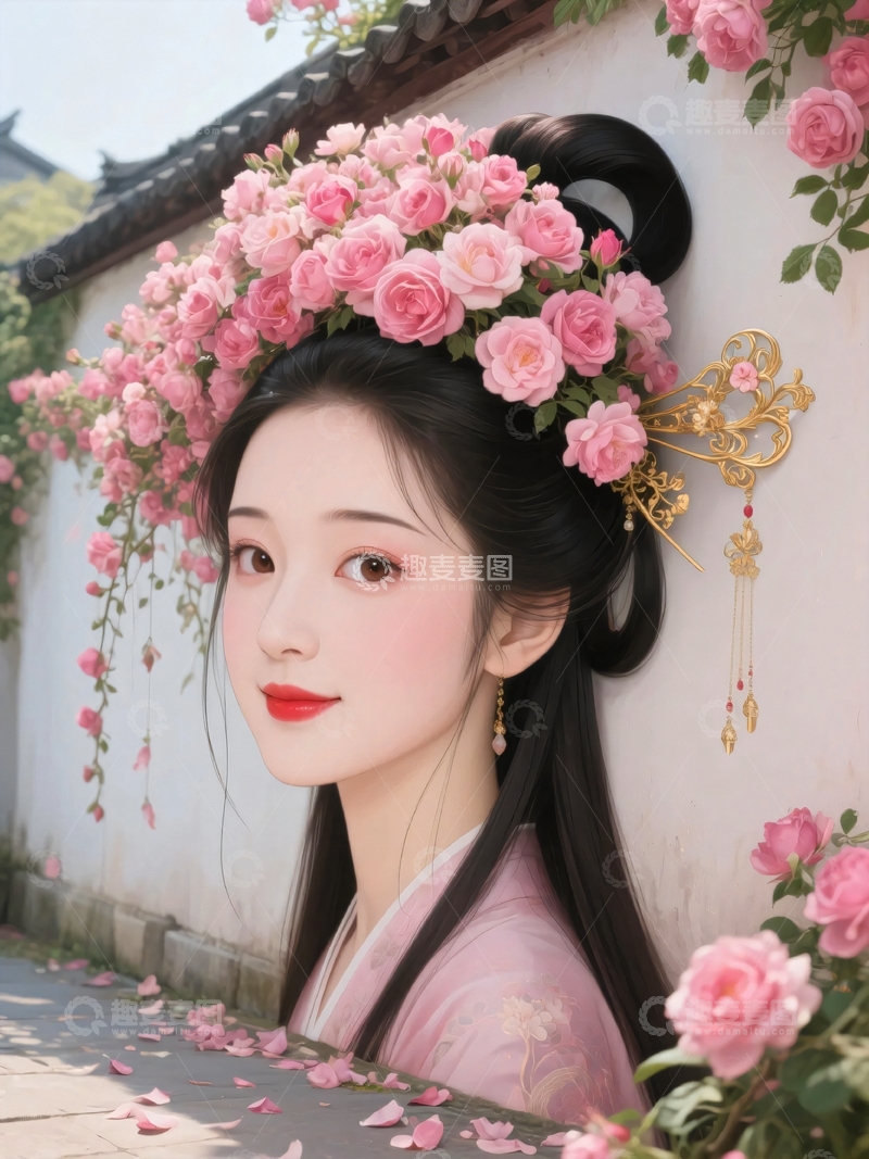 高清大图下载【趣麦麦图】国潮美女墙画2