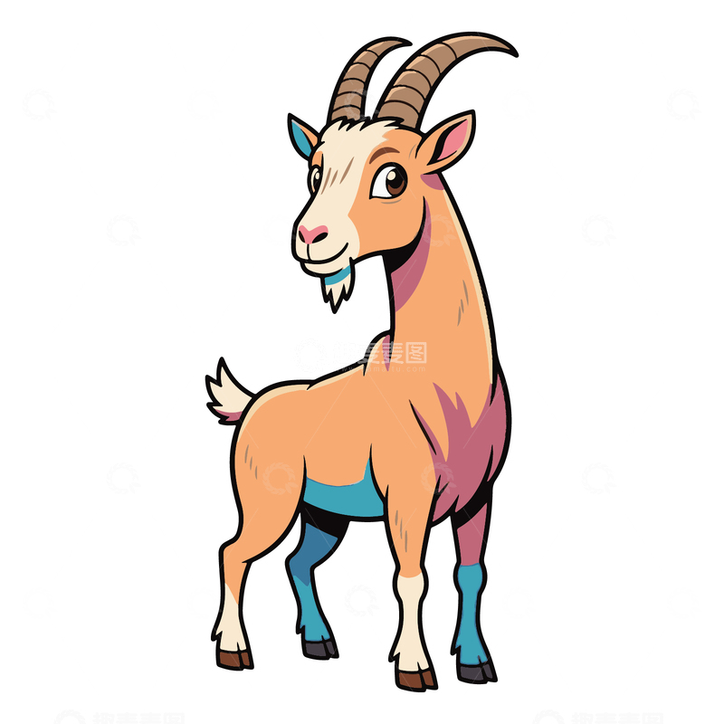 源文件下载【趣麦麦图】卡通山羊简笔画