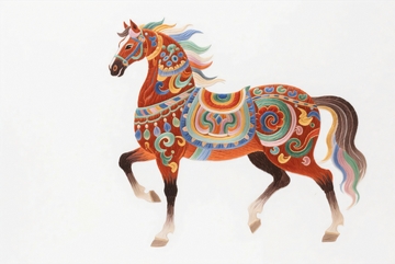 国潮艺术插画骏马