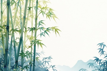 手绘水墨竹子边框背景