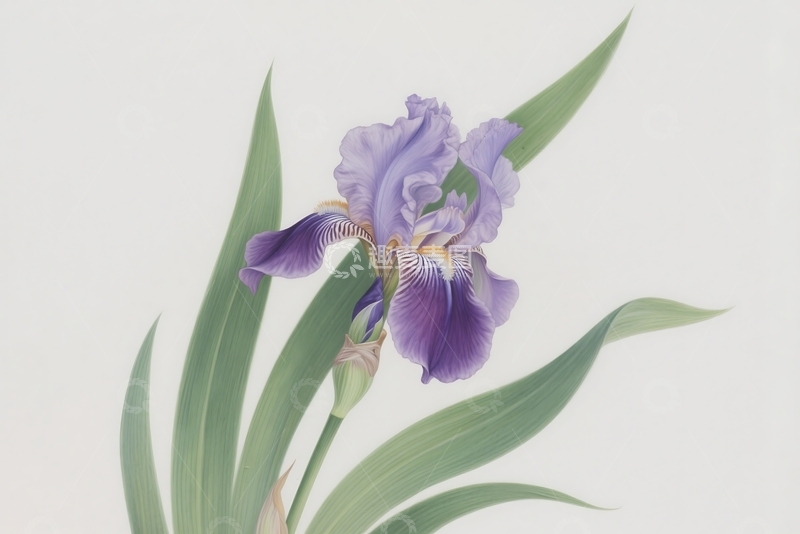 白色背景上的绿色叶子和花朵 