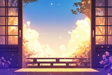 卡通简约木质门窗边框背景