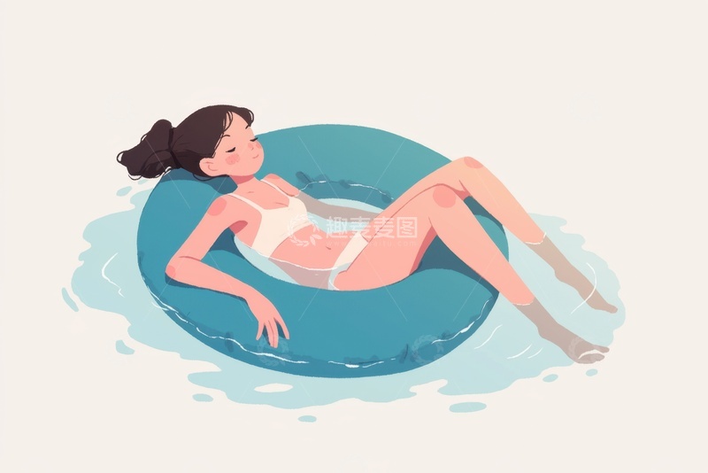 高清大图下载【趣麦麦图】手绘游泳的女孩背景