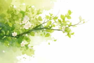 手绘简约绿色花枝背景