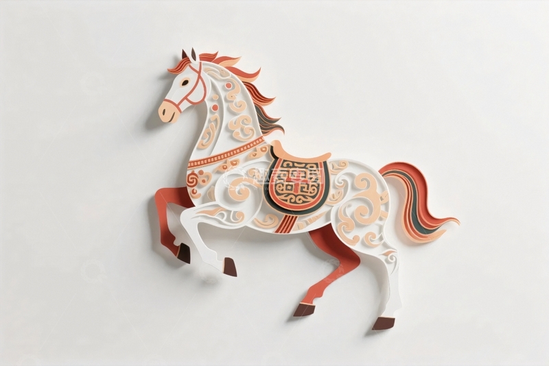 高清大图下载【趣麦麦图】国潮艺术插画骏马1