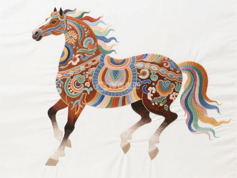 高清大图下载【趣麦麦图】国潮艺术插画骏马2
