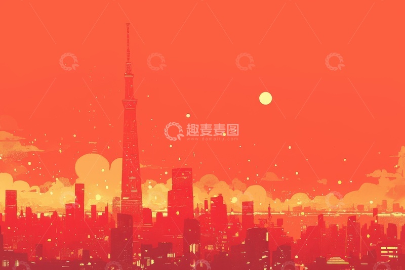 高清大图下载【趣麦麦图】城市建筑底部边框背景