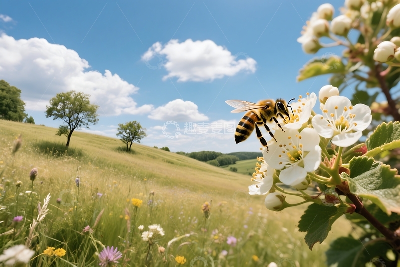 高清大图下载【趣麦麦图】粗糙的山楂花在夏季野花草地 1