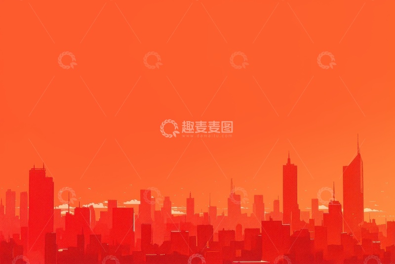 高清大图下载【趣麦麦图】建党节红色城市背景