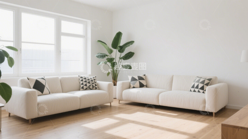 高清大图下载【趣麦麦图】简约白色客厅1
