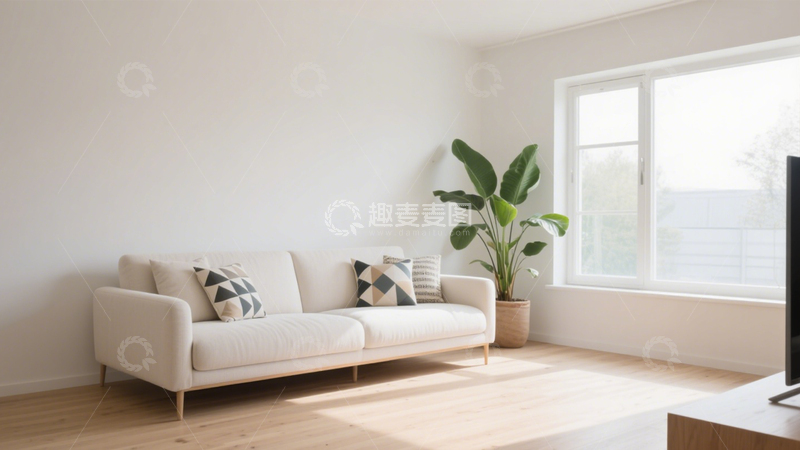 高清大图下载【趣麦麦图】简约白色客厅2