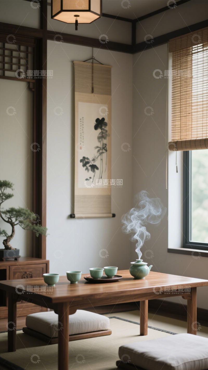 高清大图下载【趣麦麦图】禅意中式茶室1