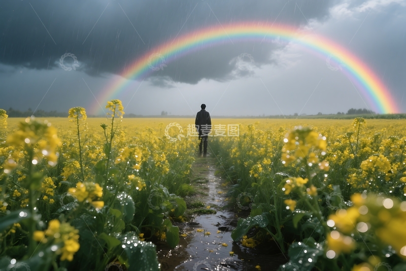 高清大图下载【趣麦麦图】背对天空的油菜田风景 (1) 
