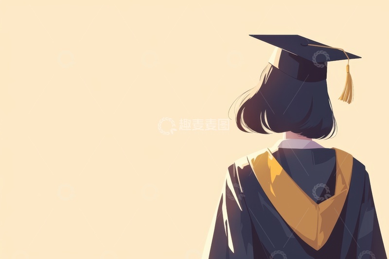 高清大图下载【趣麦麦图】卡通简约毕业生背影