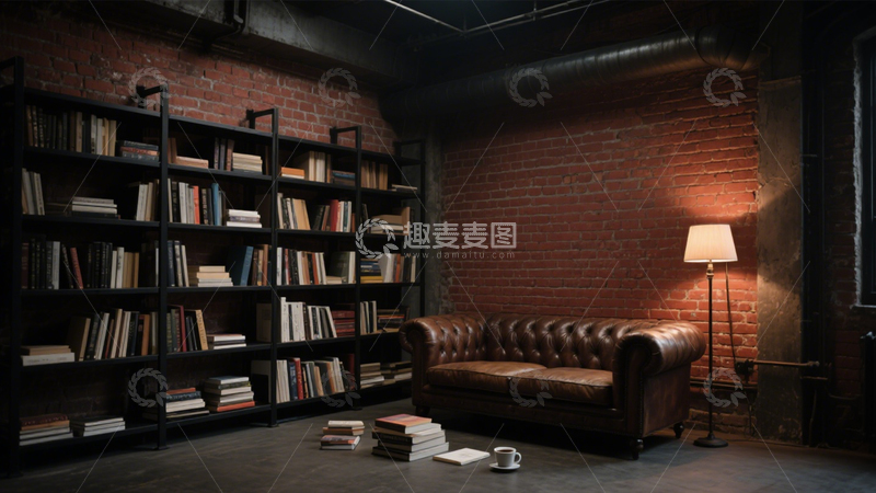 高清大图下载【趣麦麦图】复古工业风书房7