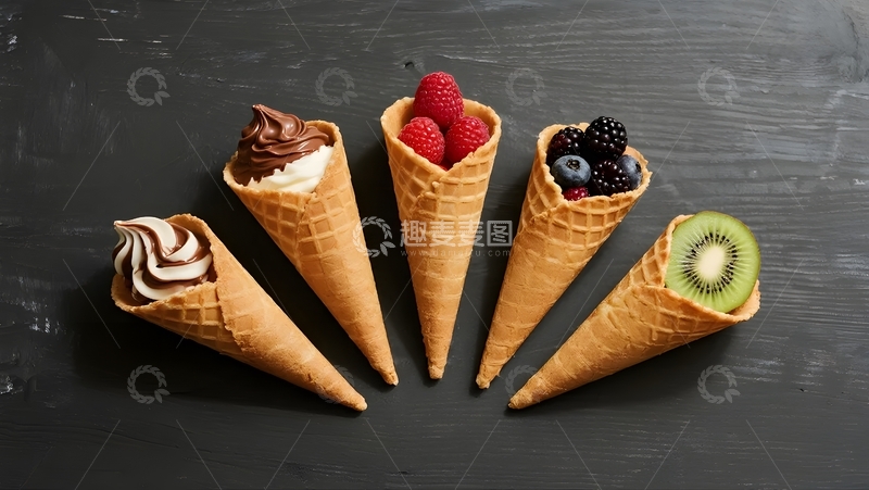 高清大图下载【趣麦麦图】甜筒水果巧克力拼盘6