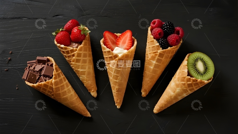 高清大图下载【趣麦麦图】甜筒水果巧克力拼盘5