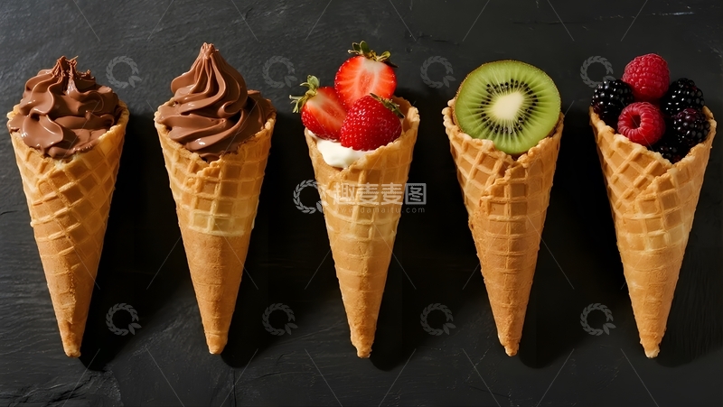 高清大图下载【趣麦麦图】甜筒水果巧克力拼盘7