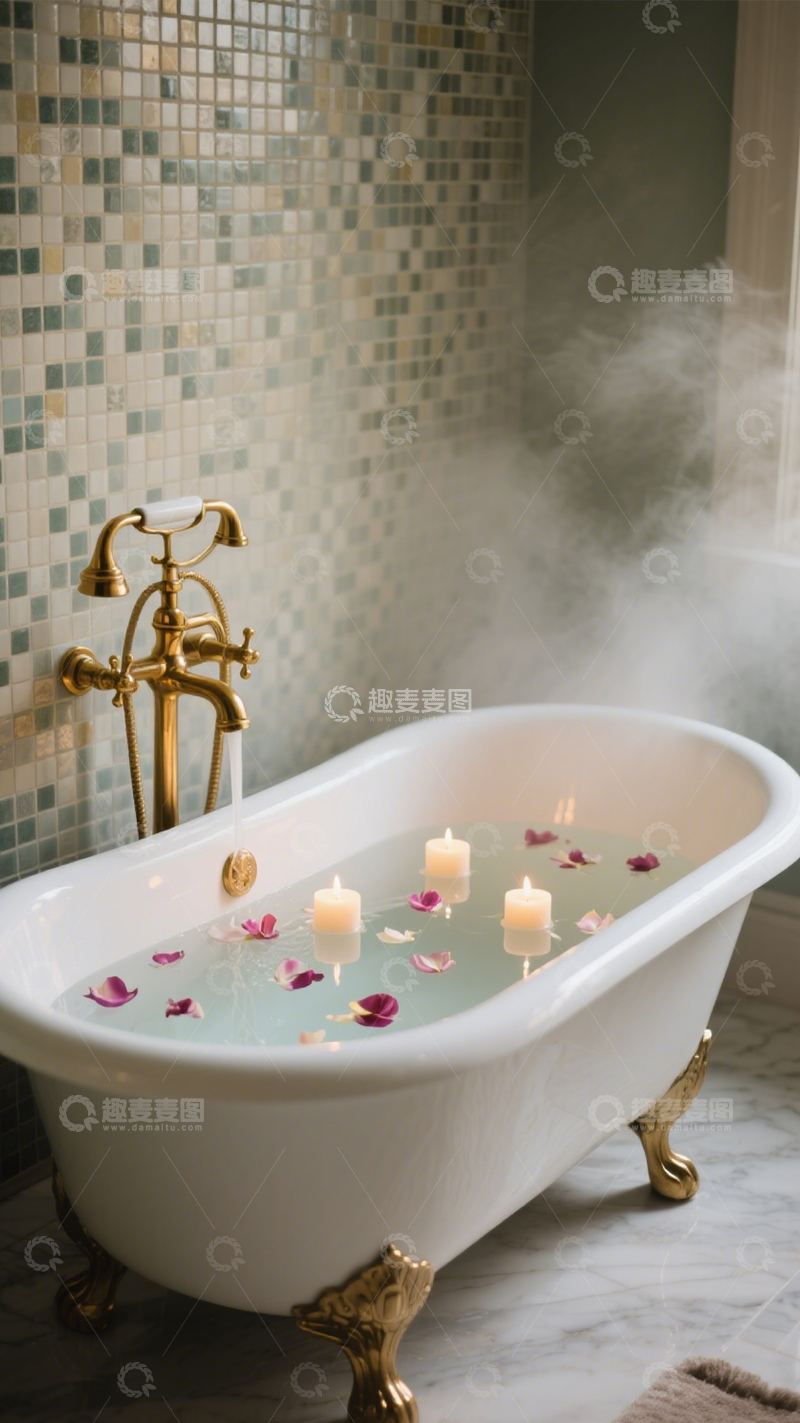 高清大图下载【趣麦麦图】浪漫蜡烛浴缸1