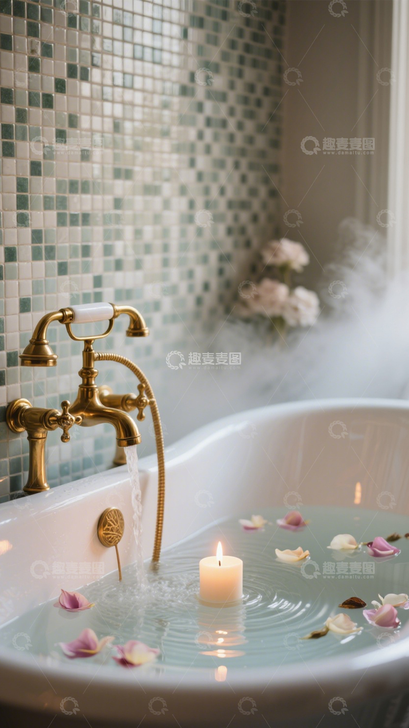 高清大图下载【趣麦麦图】浪漫蜡烛浴缸2