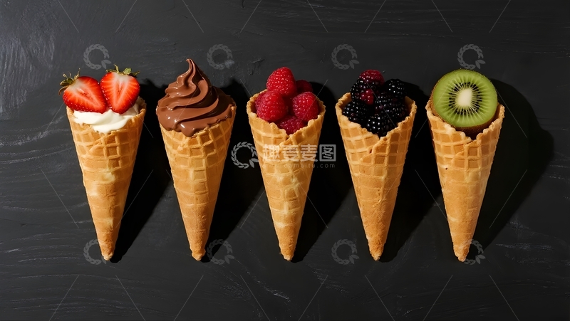 高清大图下载【趣麦麦图】甜筒水果巧克力拼盘9