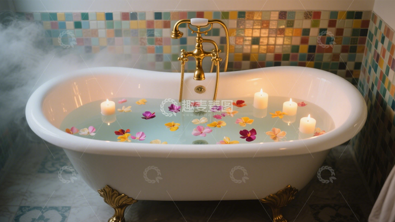 高清大图下载【趣麦麦图】浪漫蜡烛浴缸3