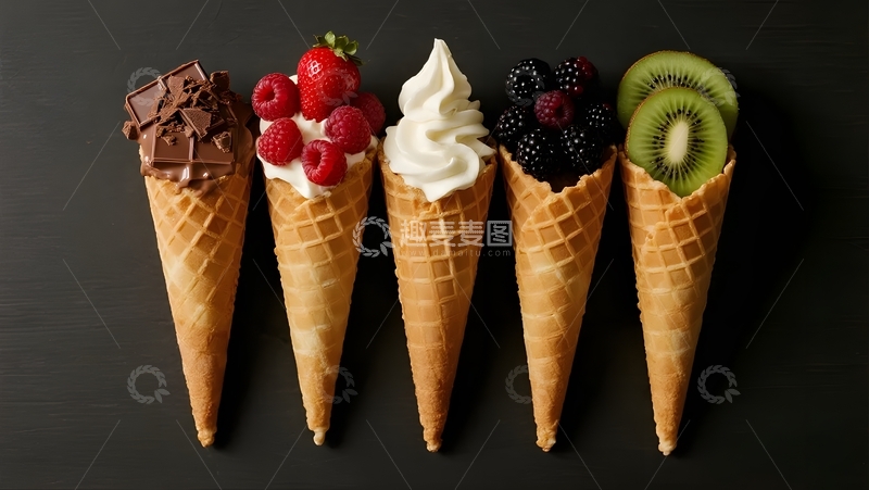 高清大图下载【趣麦麦图】甜筒水果巧克力拼盘8