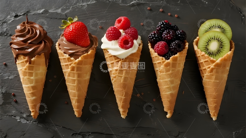 高清大图下载【趣麦麦图】甜筒水果巧克力拼盘3