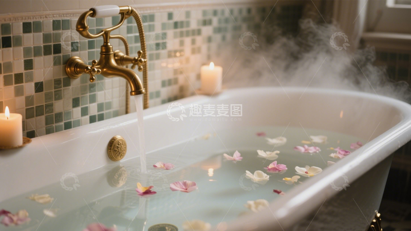 高清大图下载【趣麦麦图】浪漫蜡烛浴缸