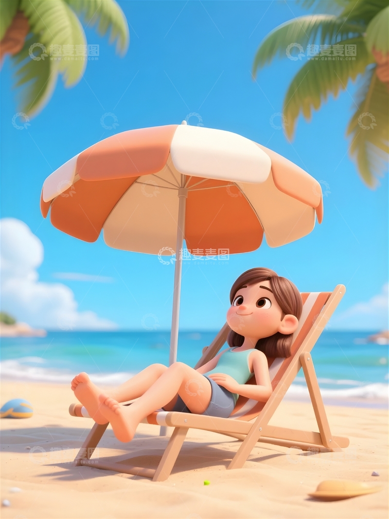 高清大图下载【趣麦麦图】夏日海边休闲人物4