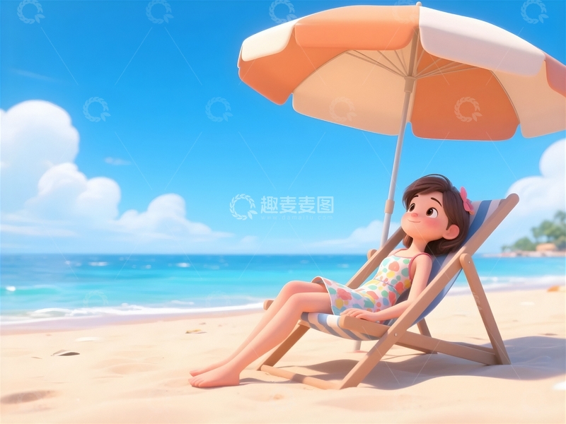 高清大图下载【趣麦麦图】夏日海边休闲人物5