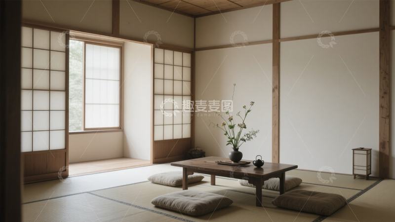 高清大图下载【趣麦麦图】禅意日式榻榻米茶室2
