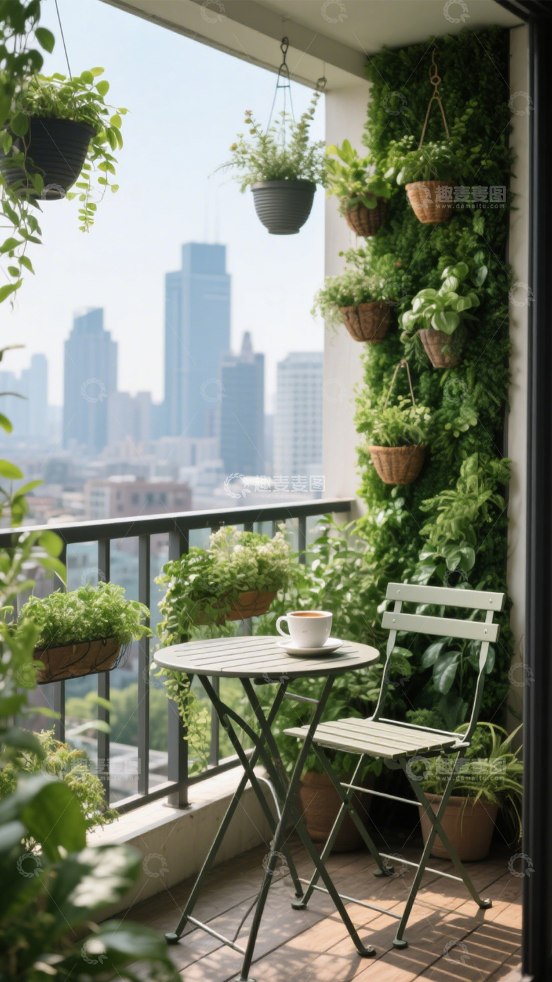 高清大图下载【趣麦麦图】都市绿植观景阳台1